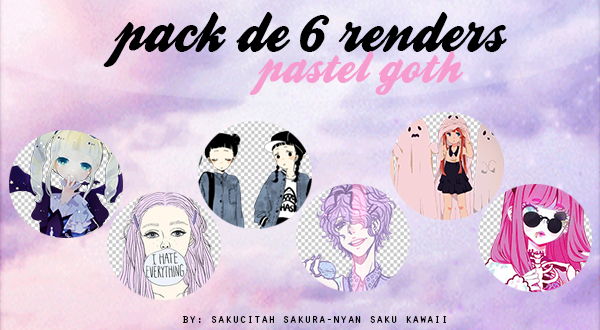 Pack de 6 Renders: Pastel Goth by sakucitah
