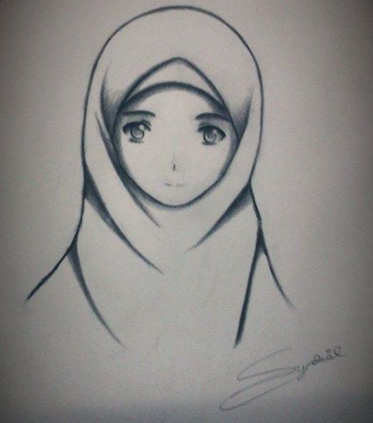 Hijab Anime Girl Drawing gambar ke 12