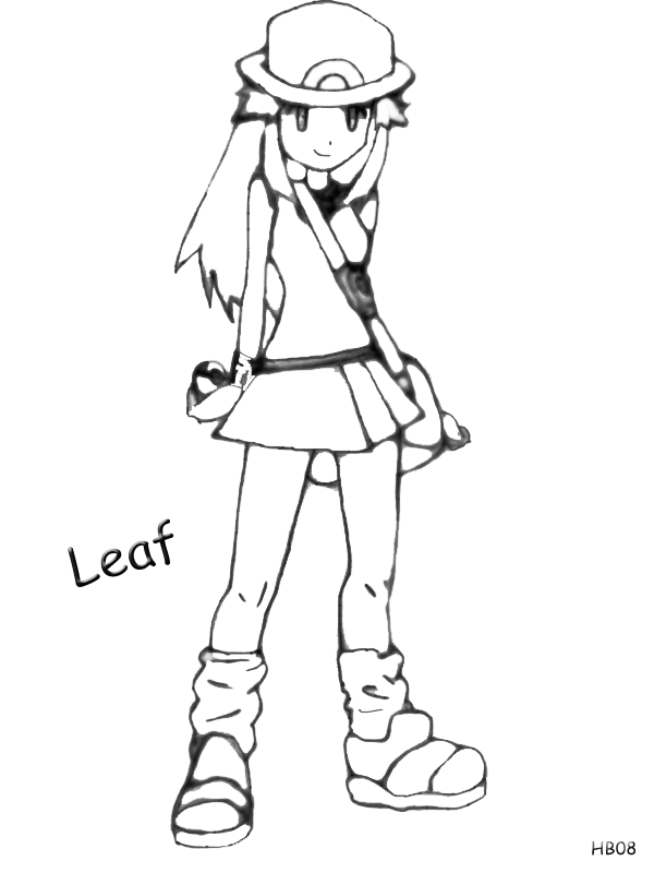 How To Draw A Pokemon Trainer Pokemon Trainer Leaf ~ Lineart/Drawing by Harukablaze08 on DeviantArt
