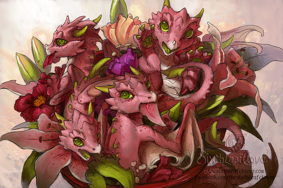 Flower Dragon Bouquet by The-SixthLeafClover