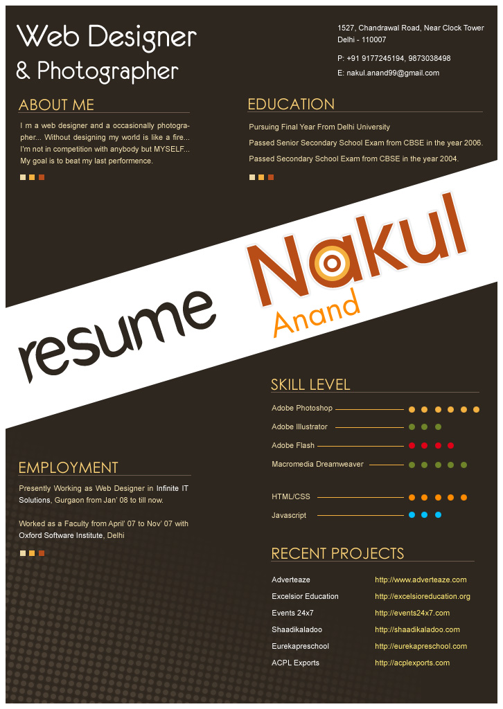 resume design by nakulanand on deviantart