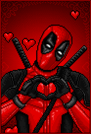 DEADPOOL - Happy Valentines Day! - Pixel art GIF by GEEKsomniac