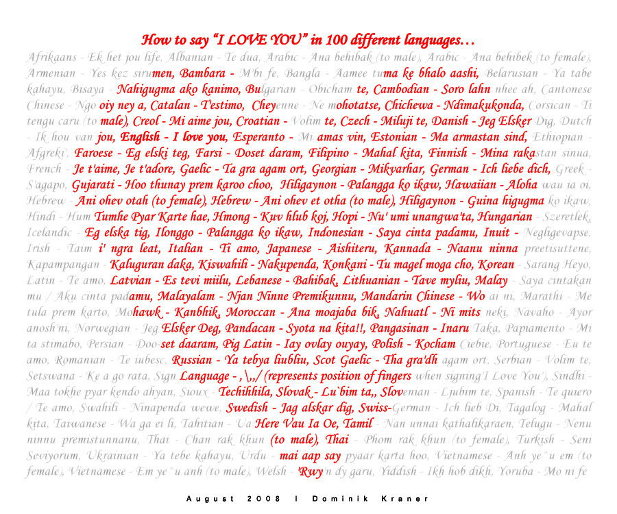 100 languages i love you
