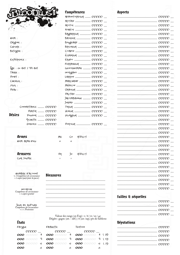 Empty character sheet for Bloodlust Metal by Kervala on ...
