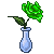 Green Rose in teardrop crystal vase dewless